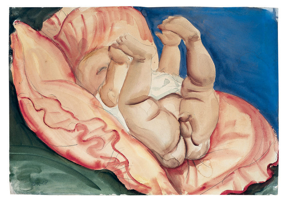 Säugling auf rotem Kissen (Ursus), 1927